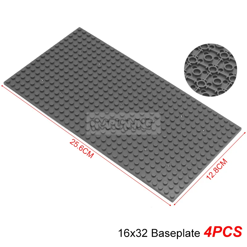 Marumine 4 Stück 16 x 32 doppelseitige Grundplatte 3857 kompatibles klassisches Baustein-Zubehör, MOC-Modell, Montage, Grundplatine, Teil