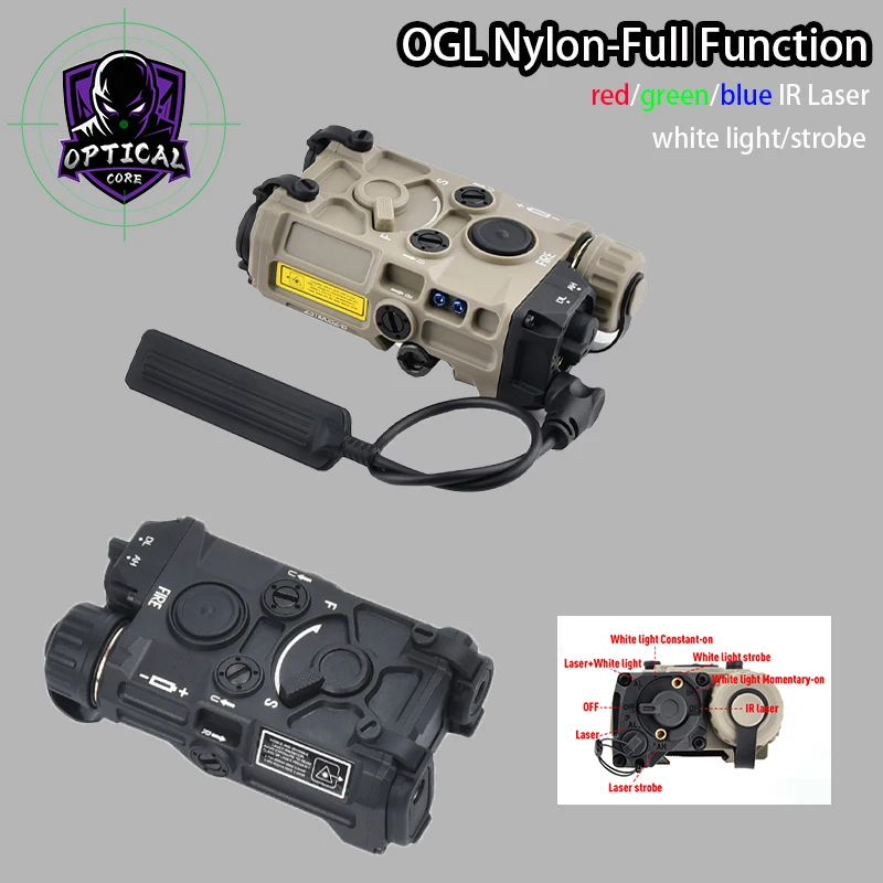 

WADSN OGL Laser Nylon Red Dot Green IR Infrared-aimed Laser White LED Lighting Full Function Hunting Indicator Original Marking