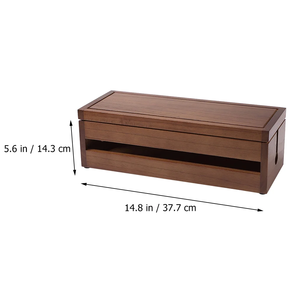 

1pc Solid Wood Cable Storage Box Multi-functional Wire Organizer Power Socket Holder Detachable Cover Heat Dissipation for Cords