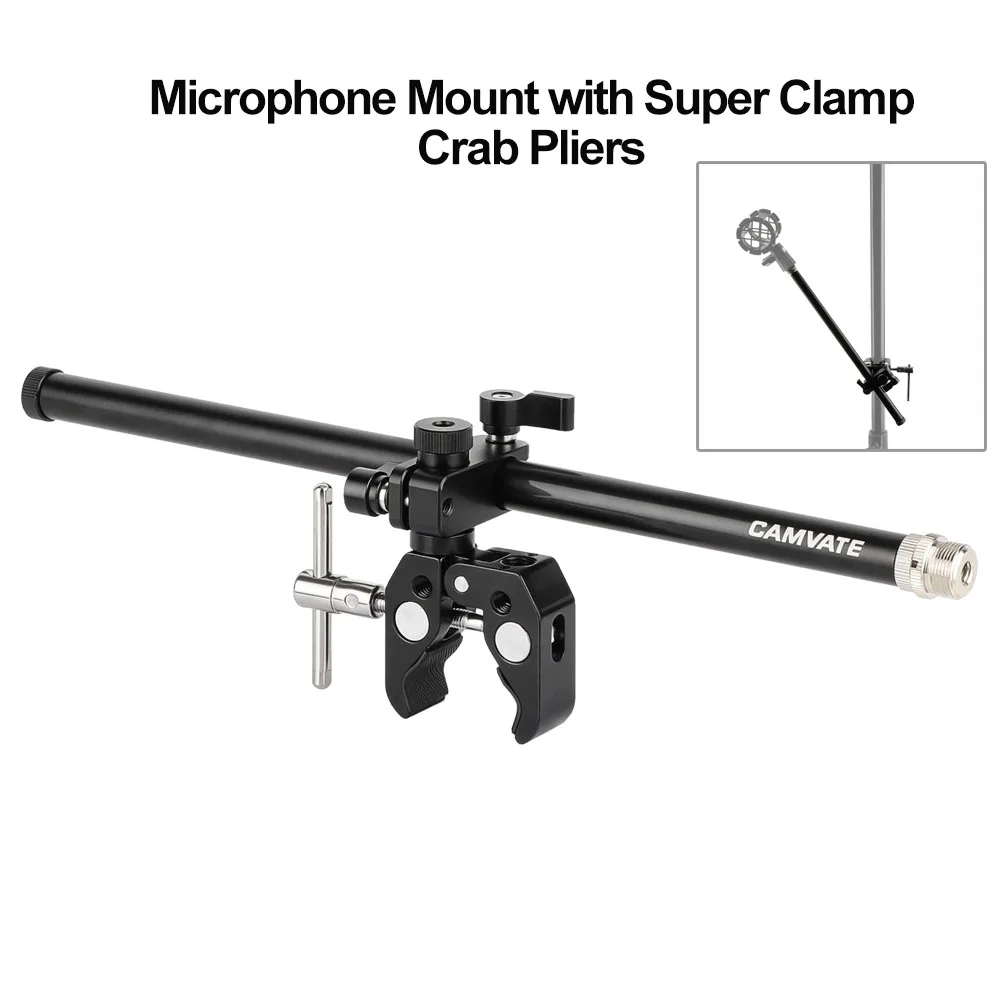 

CAMVATE Super Clamp Крабовые плоскогубцы с кронштейном для крепления микрофона на подставках, штативах, труб, поручнях, столбы для стрелы