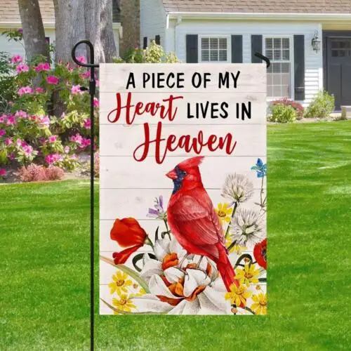Cardinal A Piece Of My Heart Lives In Heaven Flag Garden Flag - House Flag ZZU WWL IIC