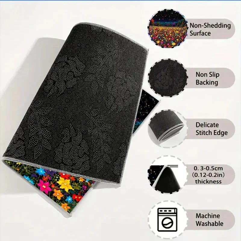 1pc Car Trunk Mat, 75x100 Size, Vibrant Starry Night & Flower Field Print, Durable Material, Universal Fit For Most Cars, Stylis