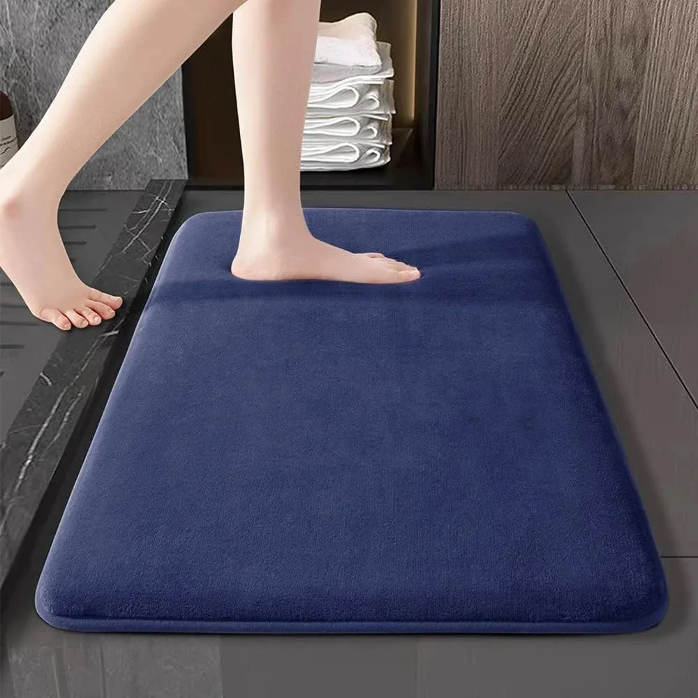 Thickened Coral Velvet Solid Colour Floor Mat Bathroom Living Room Doorway Water-absorbent Non-slip Mat Bedroom Foot Mat Carpet