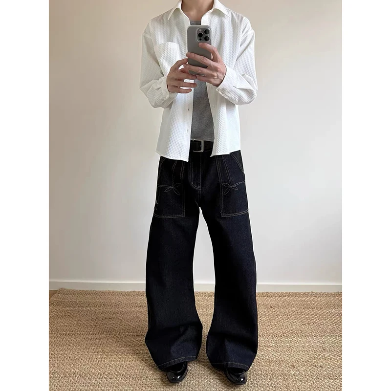 

ZHIZOU мешковатые джинсы женская одежда в уличном стиле винтажные джинсы с высокой талией женские широкие повседневные черные брюки женские джинсы