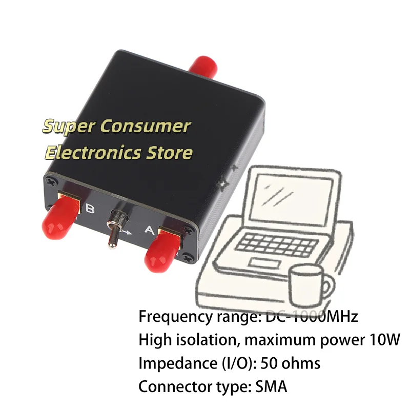 Manual RF Antenna Switch 10W – High Frequency SMA Port for 2-4 Antennas, Portable for Ham Radio & Transceiver Systems