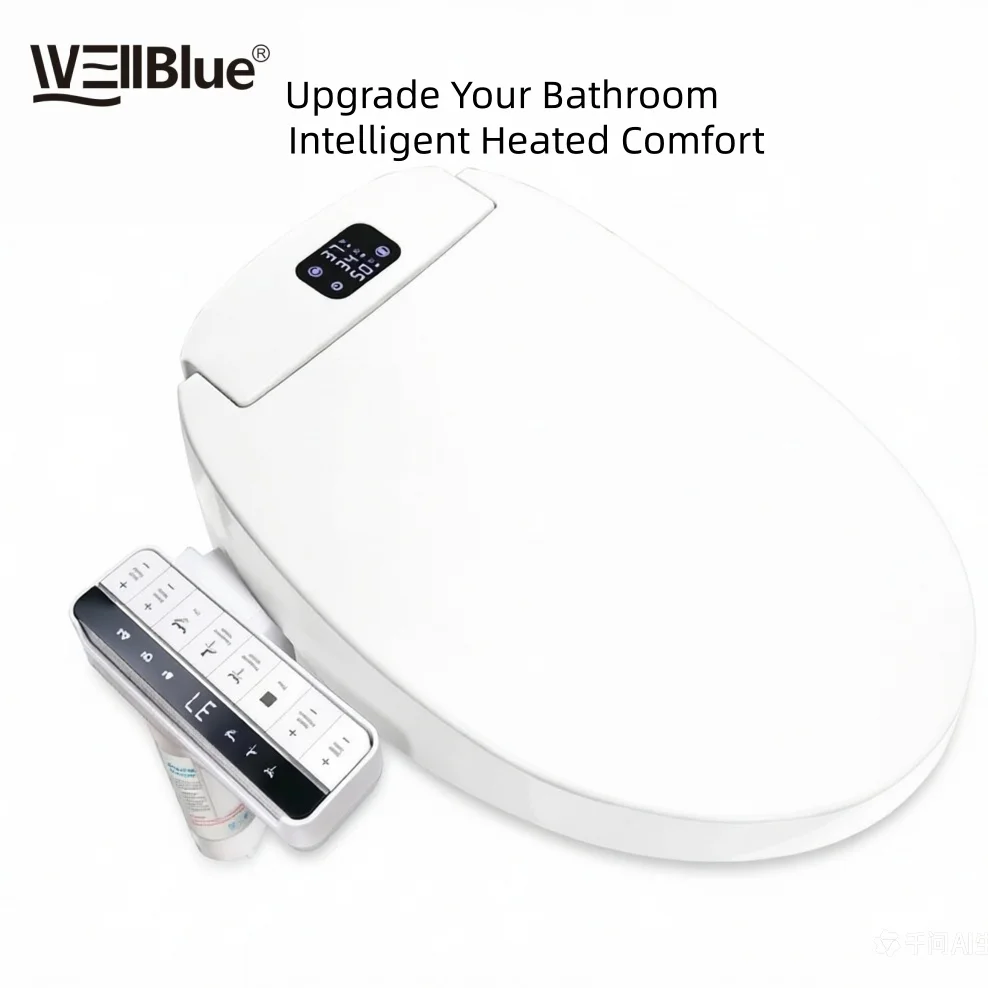 Siège de toilette intelligent avec affichage numérique, eau chaude instantanée, sécheur à air chaud, télécommande, lavage féminin, 2 filtres