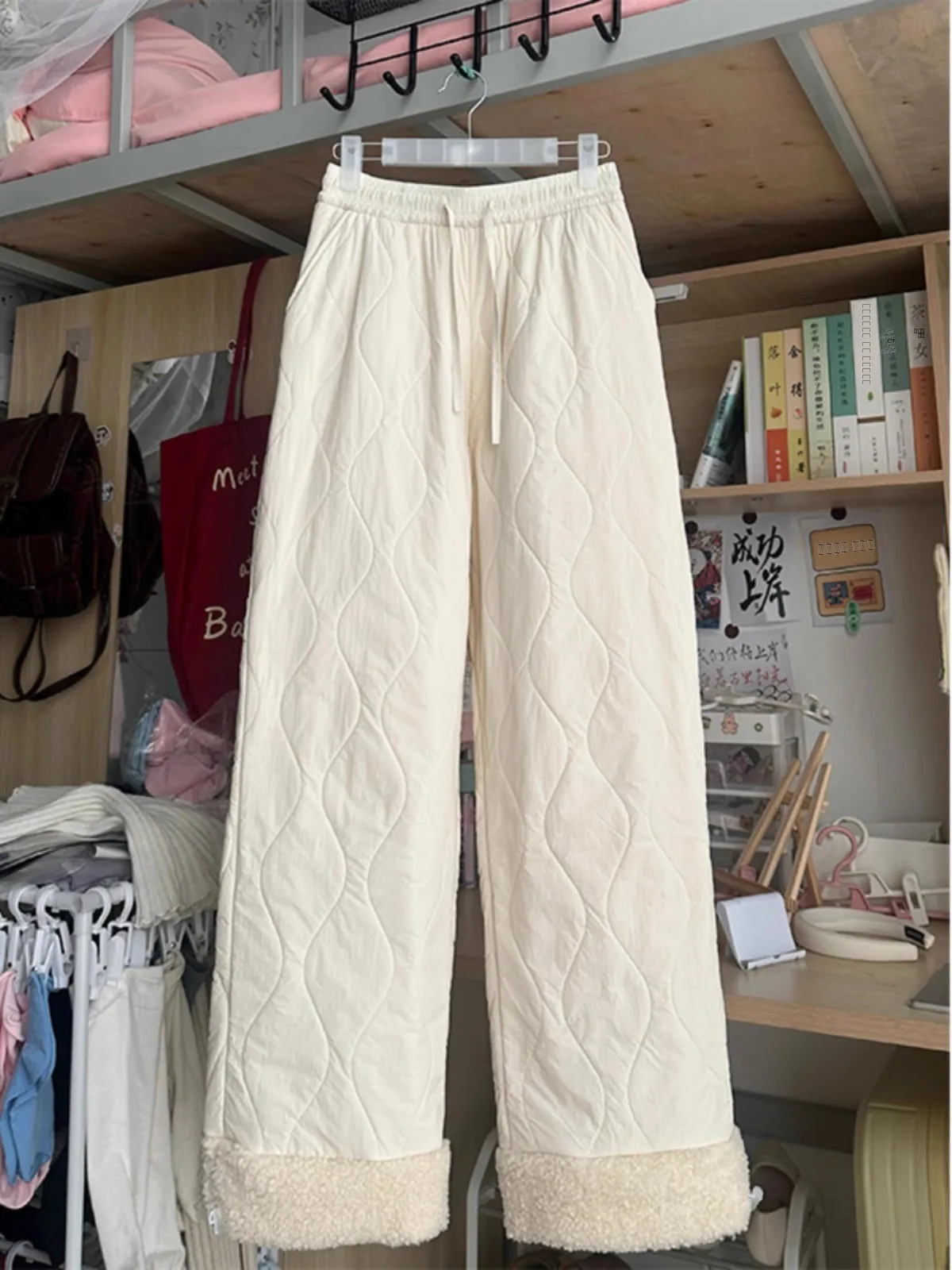 

Мужские повседневные брюки из пуха с флисовой подкладкой, осенне-зимние, теплые, с пэчворком, из овчины, расклешенные, модные