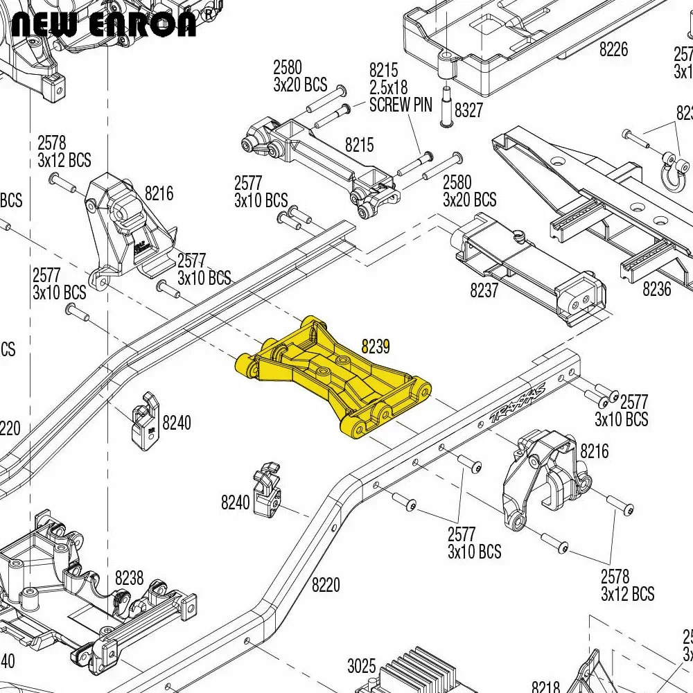 Aluminum Alloy Rear Chassis Crossmember Brace #8239 for RC Crawler Car 1/10 Traxxas TRX-6 TRX6 TRX-4 TRX4 view 3