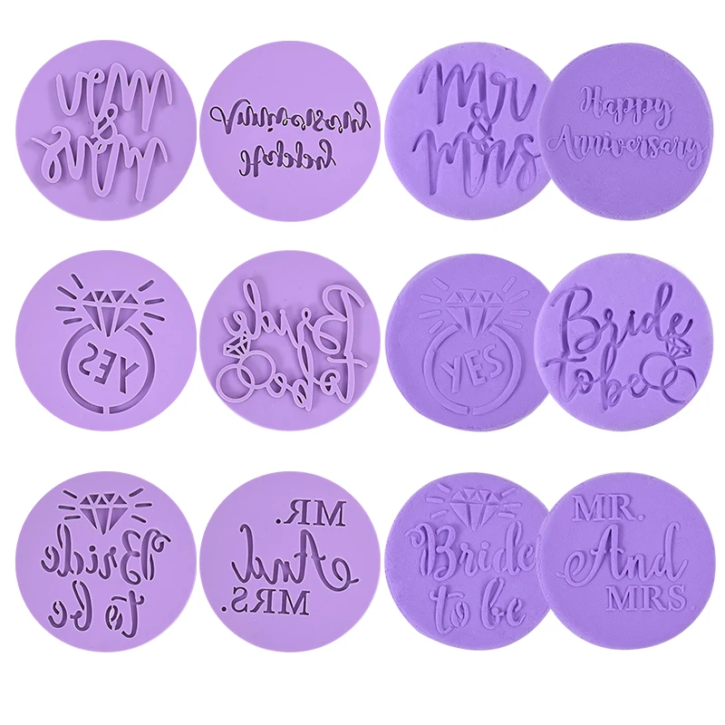 Bride To Be Mr&Mrs Letter Cookie Stamp Embosser Cutters Cake Mould Sugarcraft Fondant Baking Tools Wedding Anniversary Decor