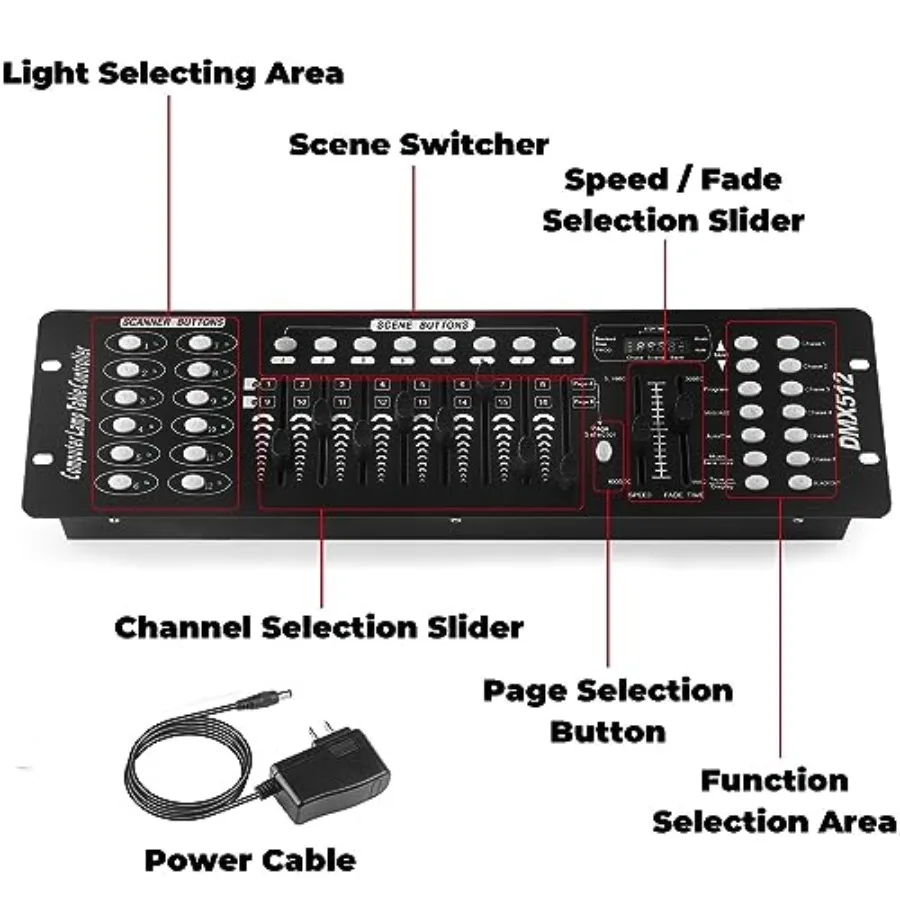 DMX Controller 192 Channel DMX 512 Light Controller DMX Console Stage Light Controller Panel Use for Editing Program of Stage L