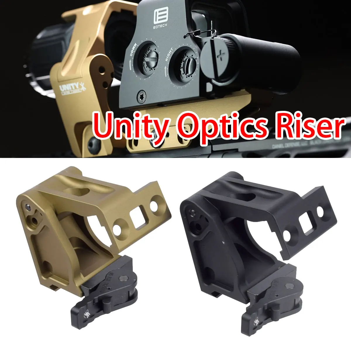 Tactical 3X Magnifier FTC Unity Mount Fast Optics Riser Folding For G33 G43 551 552 553 556 558 Holographic Red Dot Sight Scope