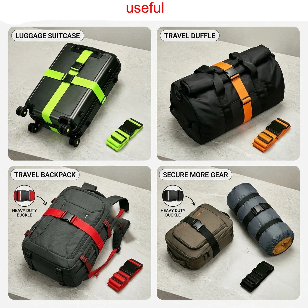 1-Pack 2m Long Thickened Upgraded Luggage Strap - Quick Release Anti-Theft Luggage Strap |   Durable and Suitable for Flying, Camping, and Business Travel. |   Adjustable, Easy to Clean, and Lightweight