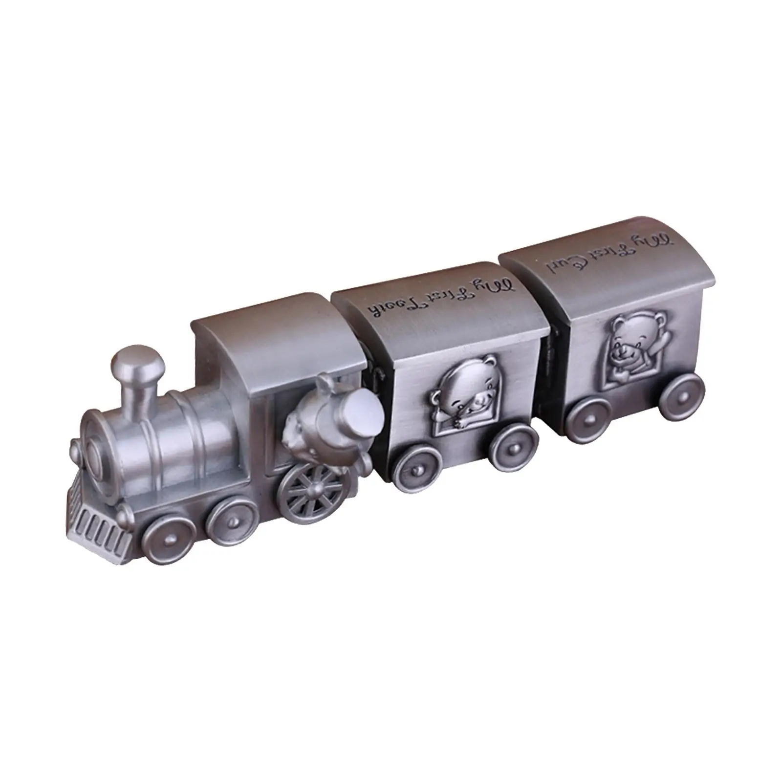 Train Tooth Holder Container Storage Childhood Memory Metal Organizer Baby Tooth