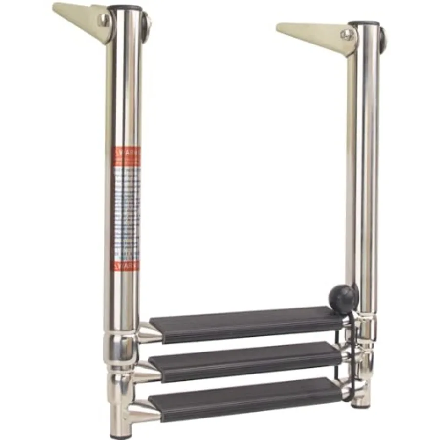 

Telescoping Boat Ladder Marine-Grade 16 Stainless Steel 900lb Capacity Anti-Slip Treads and Dual Handrails Collapsible for Pont