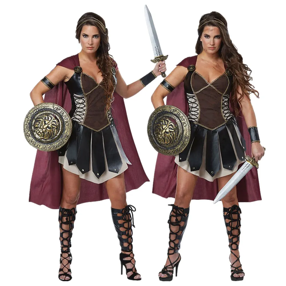 

Halloween Medieval Warriors Xena Costume Women Roman Princess Spartan Gladiator Soldier Cosplay Fancy Dress