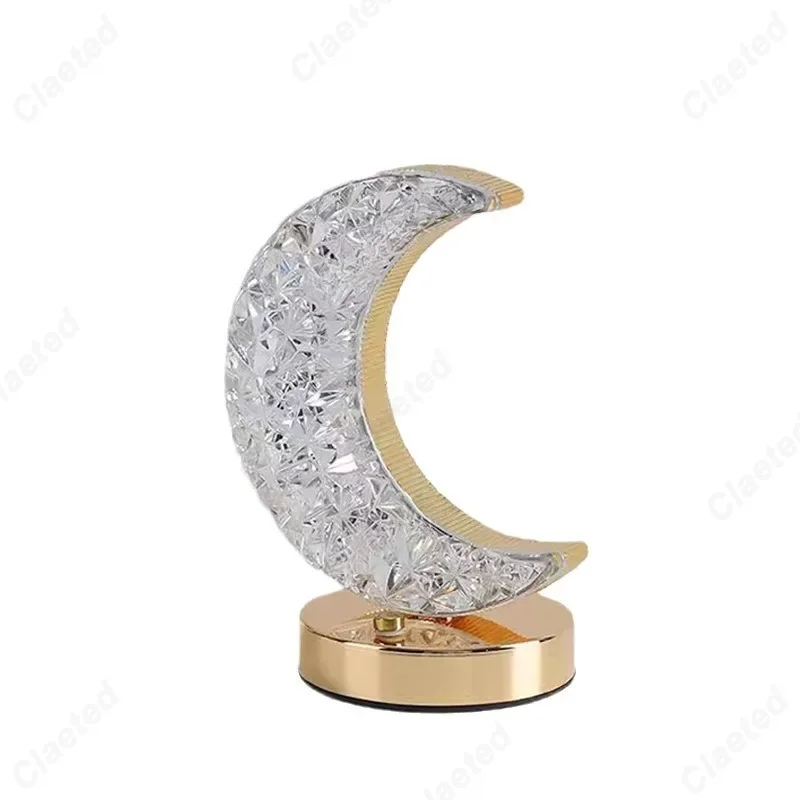 Creative Romantic Moon Crystal Decorative Desk Lamp Home Bedroom Bedhead Advanced Atmosphere Decorative Lighting Fixtures