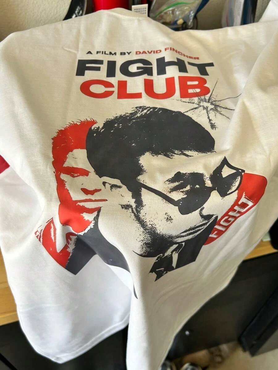 Vintage Fight Club Movie Graphic Print T-Shirt Men Women 90s Cotton T-shirt Aesthetic Streetwear Harajuku Y2K Casual Tee Tops