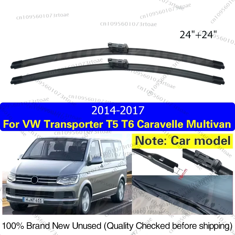 

For VW Transporter T5 T6 Caravelle Multivan 2014 2015 2016 2017 Front Wiper Blades 24"+ 24" Brushes Cutter Accessories Rubber