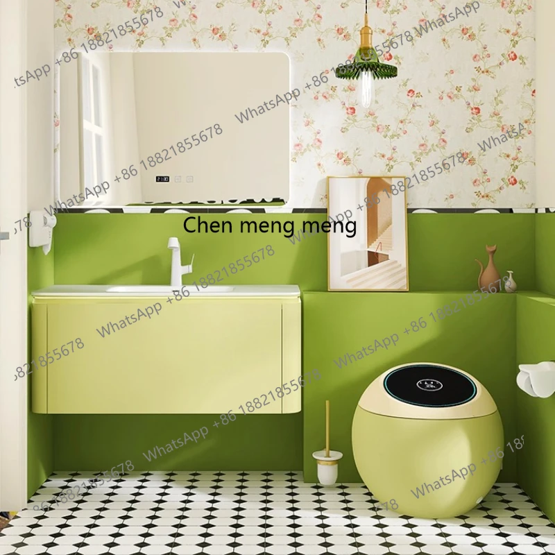 

Color cream white bathroom cabinet Wash table Bathroom cabinet Intelligent combination Wall-mounted washbasin storage