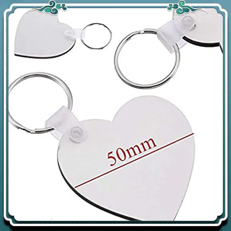 Easy To Use 70PCS Heart Blank Board Keyring Keychain Printing Keyrings DIY Sublimation Key Chains Accessories(Double Sided)