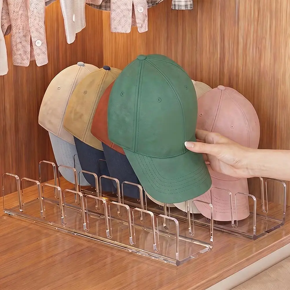 Acrylic Cap Storage Rack with Slots Baseball Cap Display Stand Cap Storage Container Household Storage Organization for Bedroom