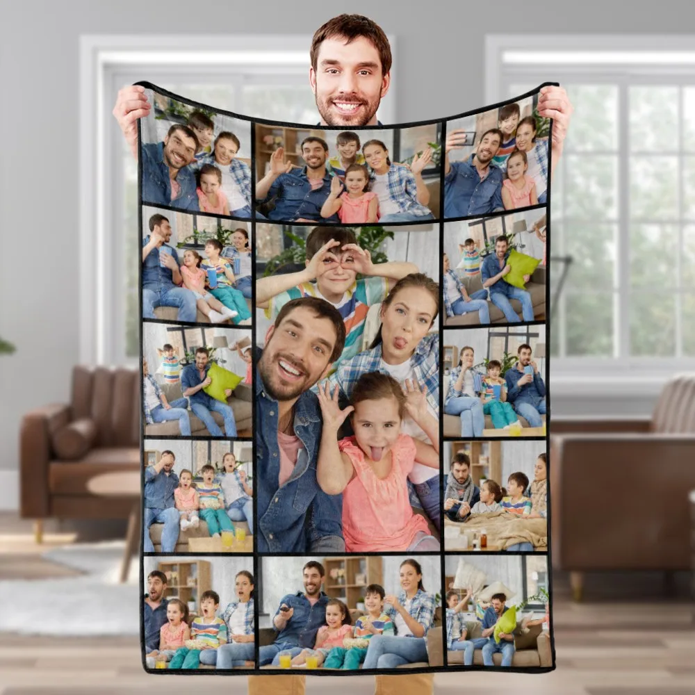 

Custom Photo Blanket, Personalized Blanket With 13Photos And Text