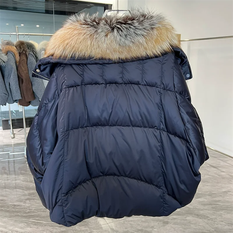 women's down jacket New high-quality goose down filled down coat for winter 2026 Detachable fox fur collar warm thick coat y2k
