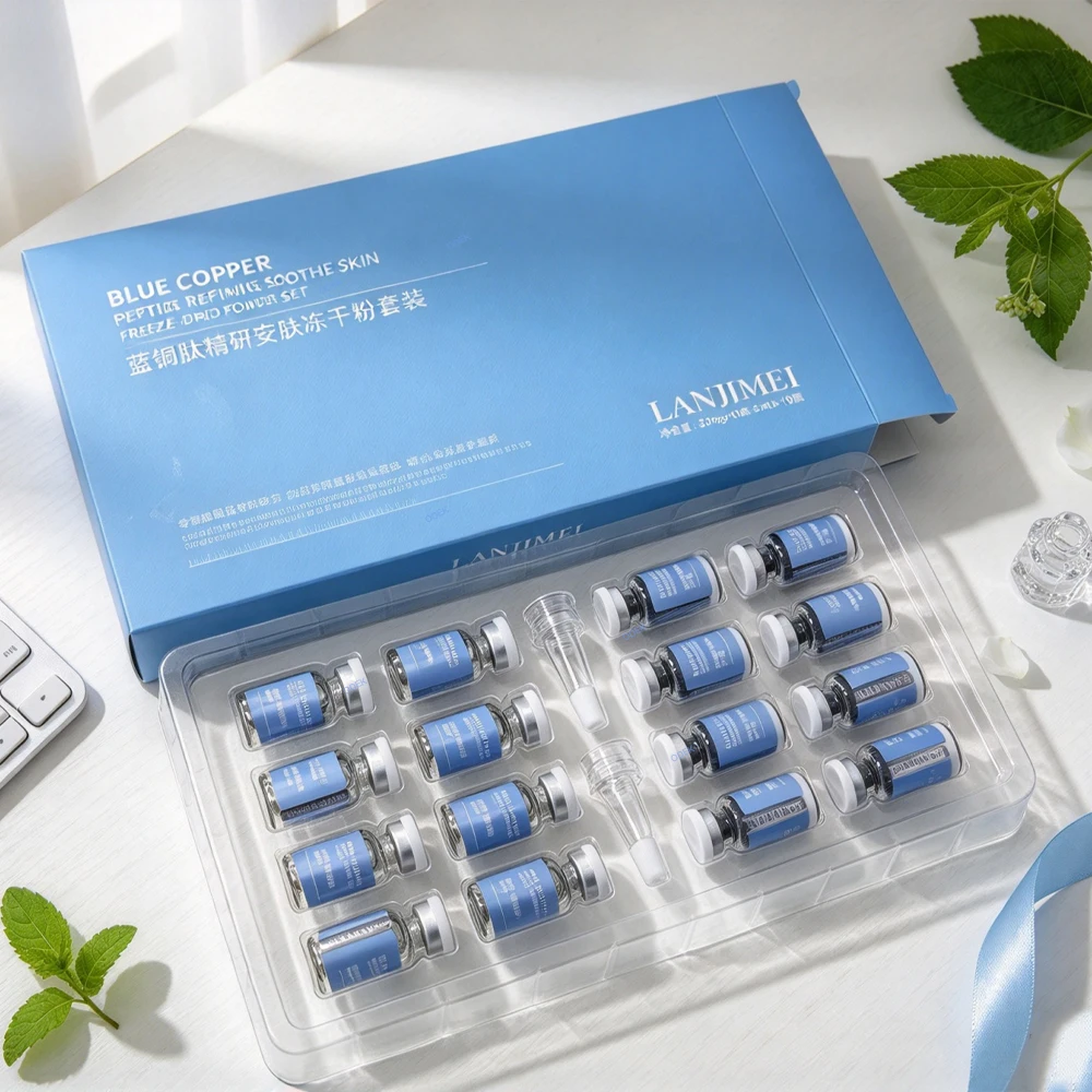 Blue Copper Lyophilized Powder Set Moisturizing Whitening Face Serum Anti Wrinkle Smooth Tender Brighten Essence 20PCS
