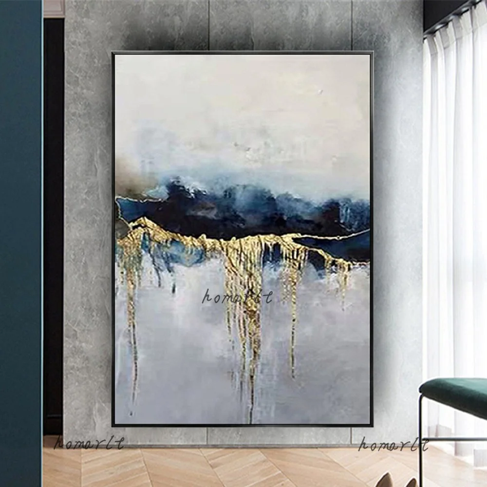 

Handpainted Abstract Oil Painting Sky Blue Poster Large Landscape Wall Art Picture Decor Home Canvas Mural For Living Room Gift