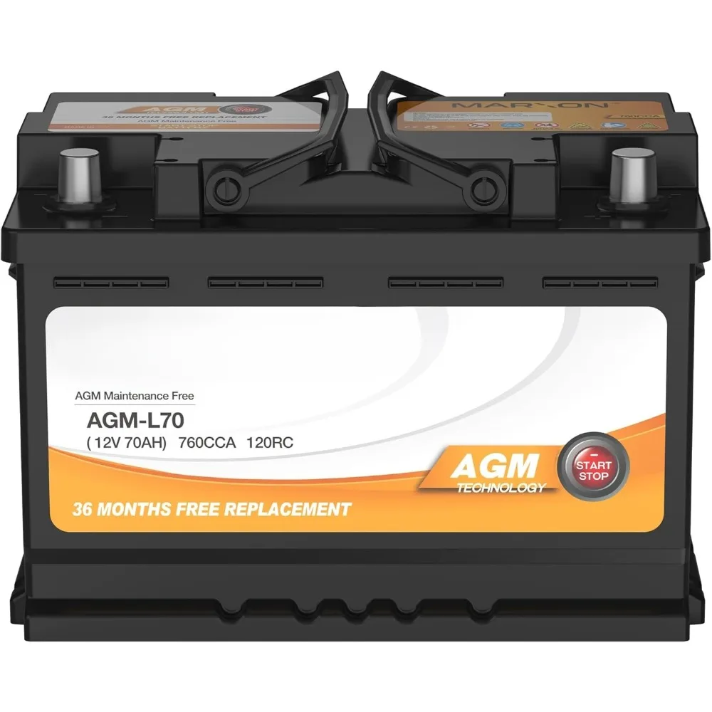

Group 48 H6 L3 Start and Stop Car Battery 12v 70AH 760CCA AGM BCI48 Maintenance Free Automotive Replacement Batteries