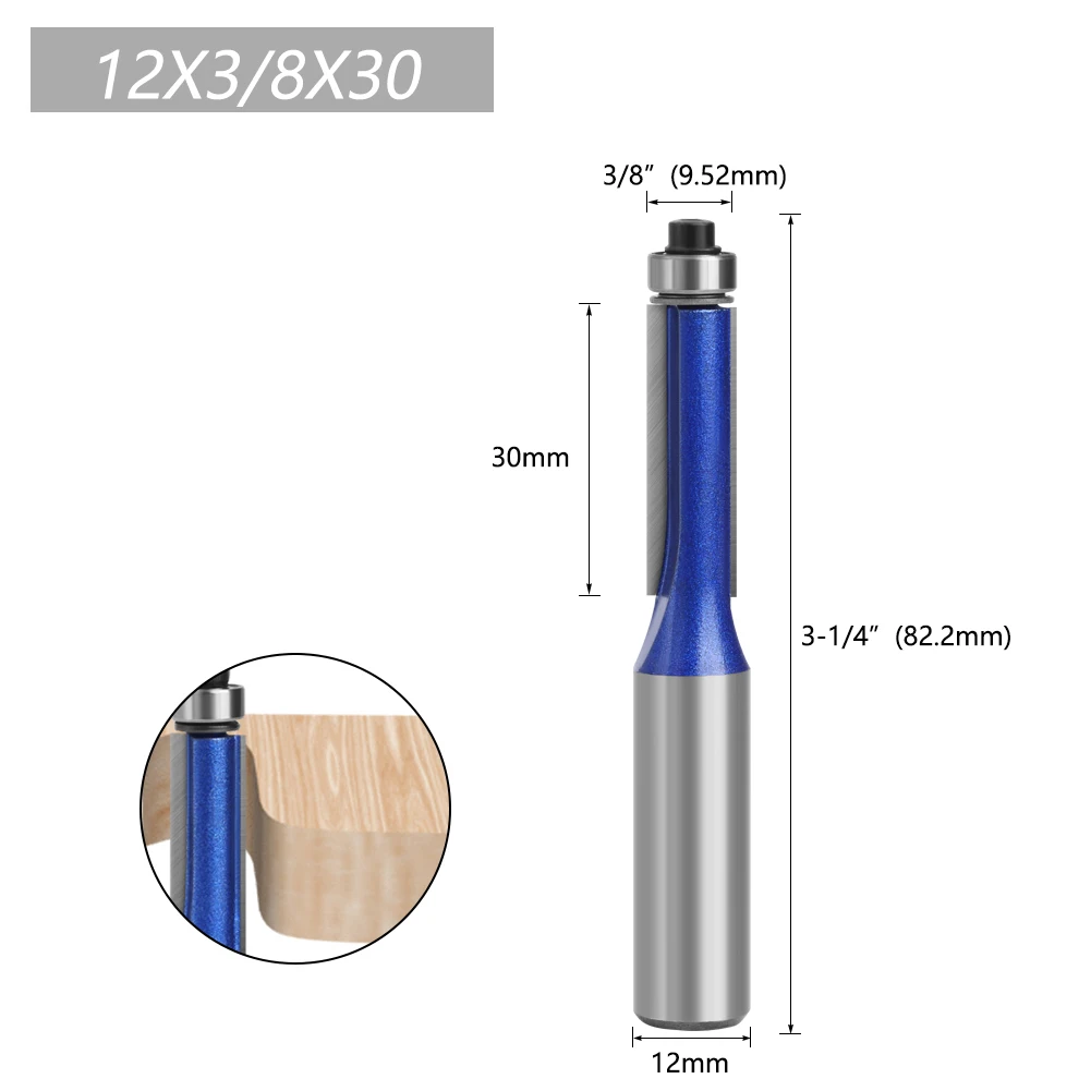 LAVIE 1 Stück Lagergeführter Trimmerfräser, 1/2" & 12mm Schaft Hartmetall-Flushtrimmer für CNC-Holzbearbeitung H120160620BL – Detail 5