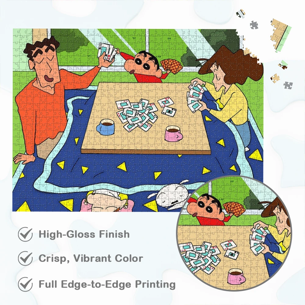Crayon Shin Chan Puzzles Shinnosuke und Familienspiel, Kartenspiel, DIY großes Puzzle, japanische Serie, schönes animiertes Puzzle