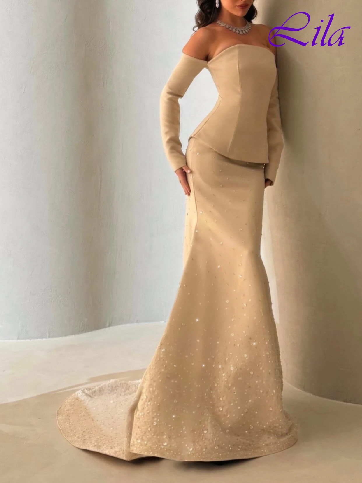 

Customized Mermaid Boat Neck Cap Sleeve Elegant Formal Evening Dress Delicate Bespoke Occasion Gowns High Quality Prom Dress