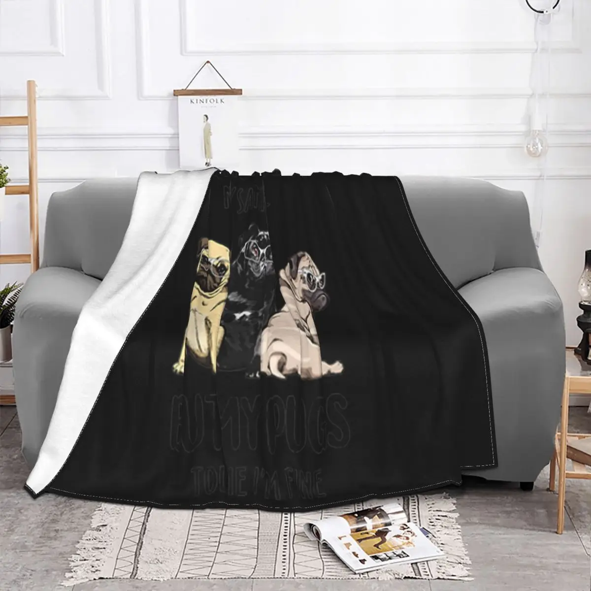 Sometimes I Question My Sanity But My Pug Told Me Im Fine Cheap Price Mens Teenage Trend Throw Blanket