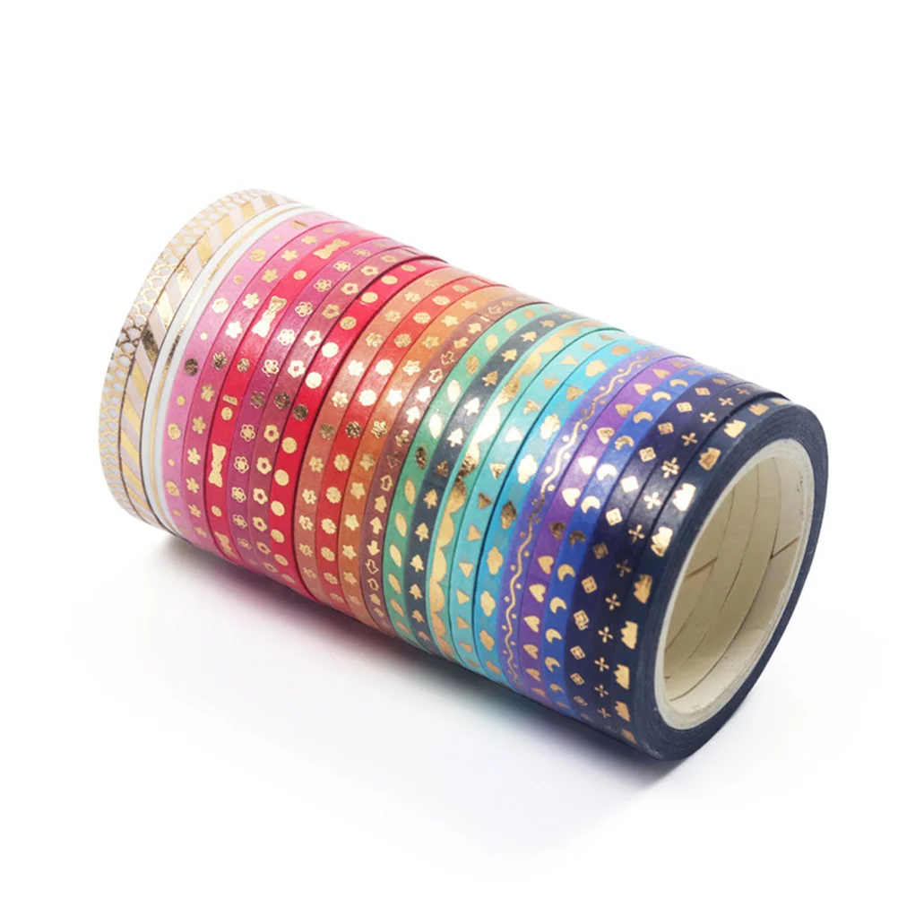 

24 Rolls 3mm Fine Line Washi Tape Set Foil Gold Skinny DIY Masking Tape Decoration Gift Wrapping Creative Photo Album