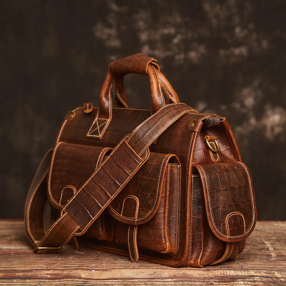 Nupugoo Vintage Echt leder Herren Aktentasche Umhängetasche verrückte Pferd Leder Handtasche mit 16-Zoll-Laptop – Detail 40