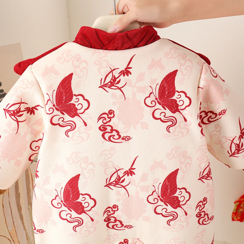 Tenue du nouvel an pour bébé, combinaison d'hiver en coton doublé de Fce, vêtements pour nouveau-né, chaud et neutre, T-irt Long Sve