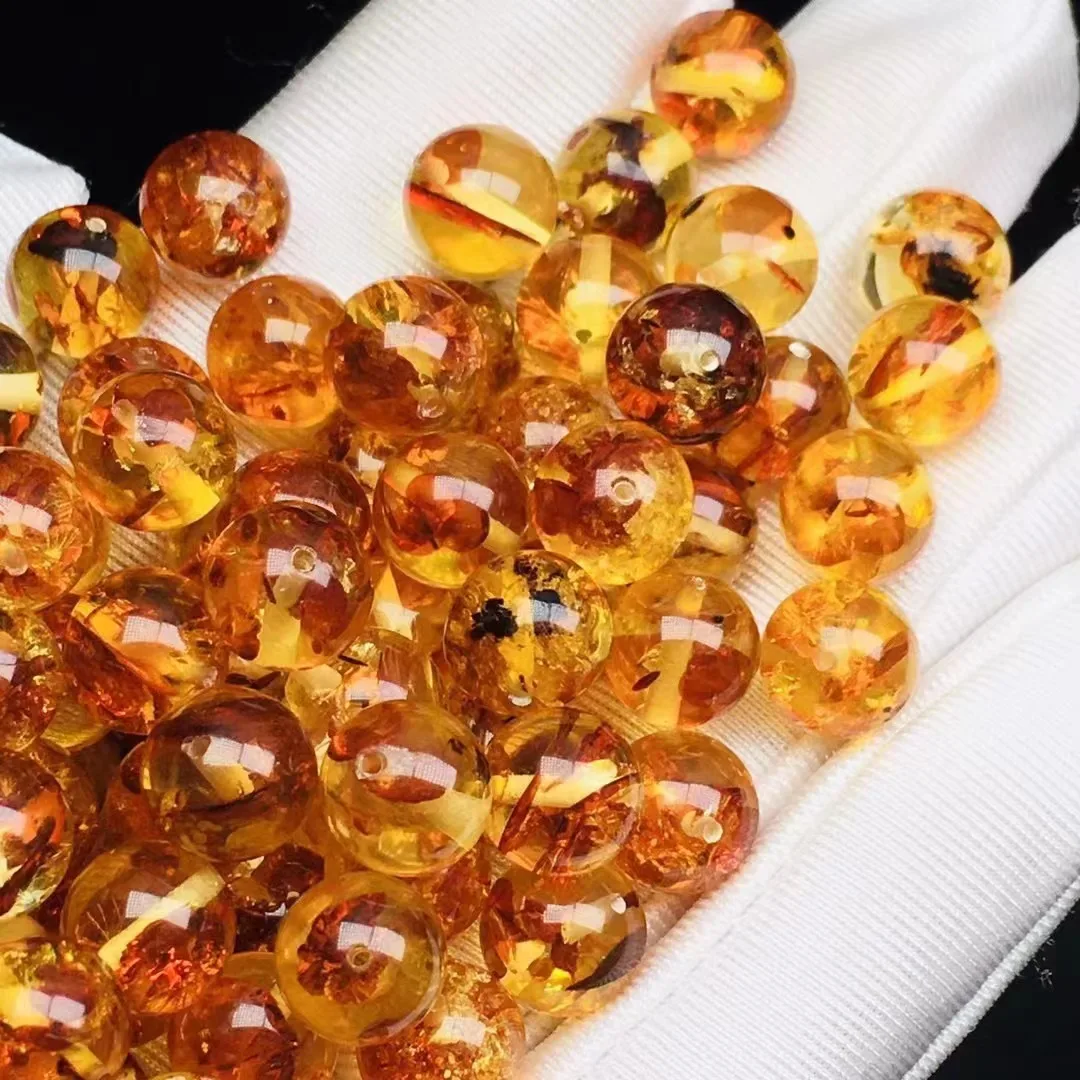 100% Natural Flower Amber Beads For Jewelry Making Diy Bracelet Charms Necklace Genuine Baltic Ambers Round Bead Accessories