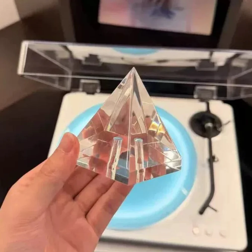 Pyramid Vinyl Turntable Clamp, 245g Transparent Crystal Glass Record Weight Stabilizer,