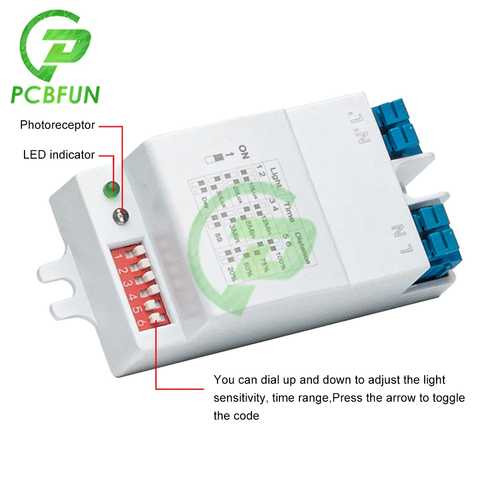 AC 220-240V 5.8GHz Microwave Radar Sensor Switch Body Motion Detector For LED Light Sensors Switches