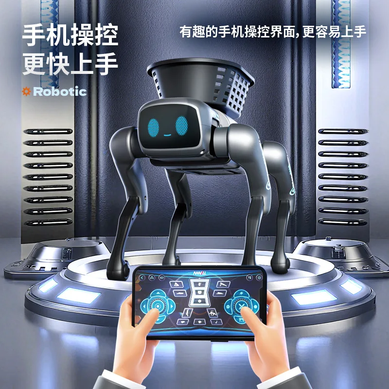 2026 New Leo Ai Smart Remote Control Robot Dog Programmable With Loading Basket Light And Sound Effects For Birthday Gift