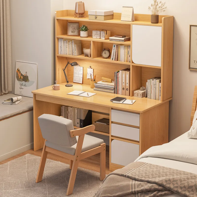 Computador Desktop Bookshelf Integrated Set, simples e moderno Quarto Escrita Desk, Student Home Study Desk