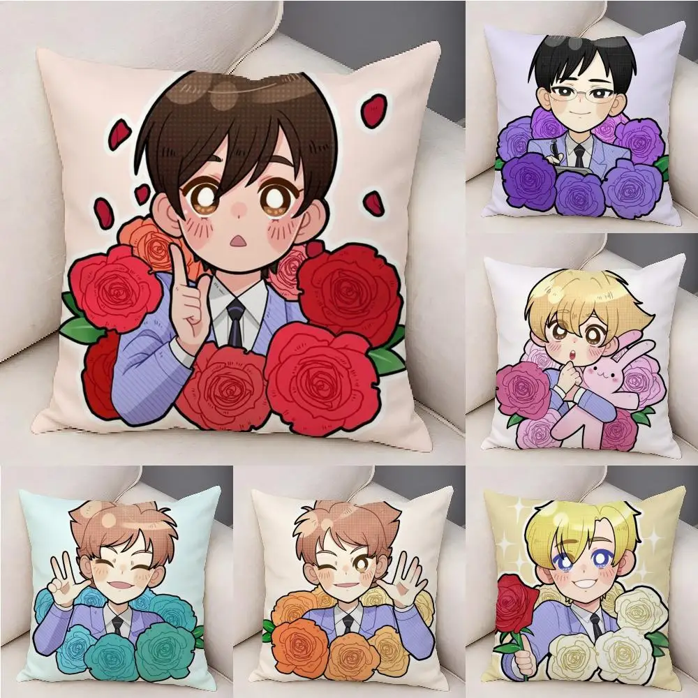 Anime O-Ouran High School H-Host Club Cushion Cover Plush Decorative Pillow Case With Hidden Zipper Fashion Room Decor For Home