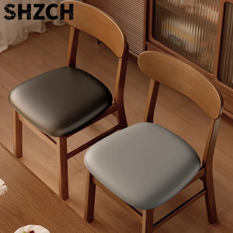 Vintage Solid Wood Dining Chair Versatile Home Lounge Seat  Minimalist Round Backrest Chair  Strong Load-Bearing Eating Chair