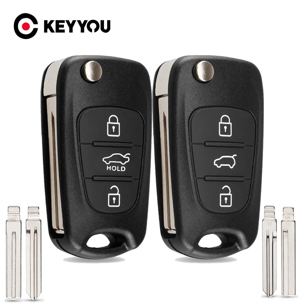 KEYYOU 10pcs Car Key Shell 3 Button Flip Key Case For Hyundai I30 IX35 I30 I40 Solaris Accent  Verma