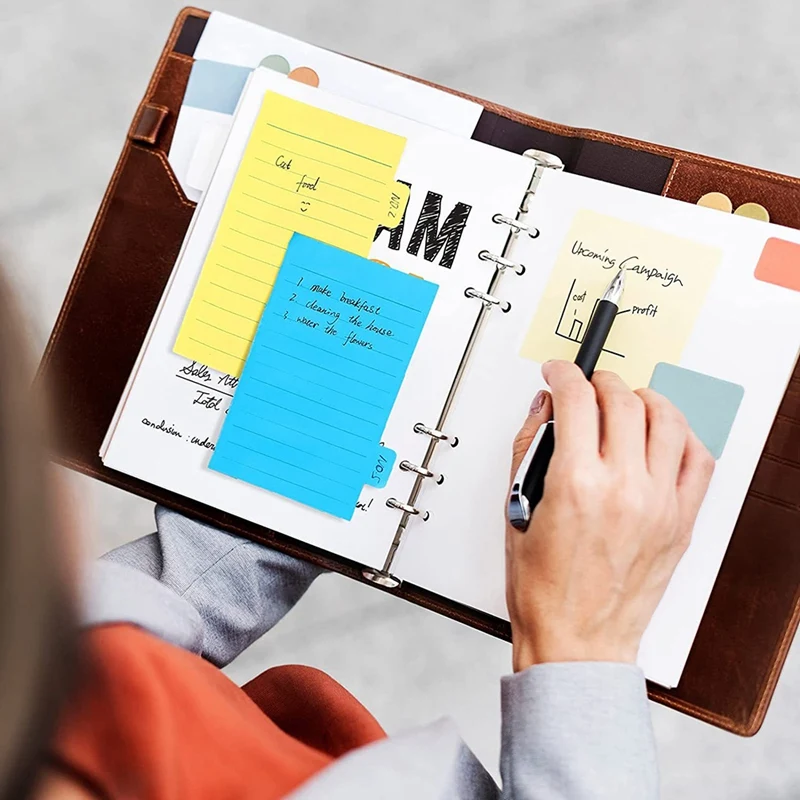 10Pcs 5.9X3.9 Inch Lined Sticky Notes For Study Notes Works School Office Supplies