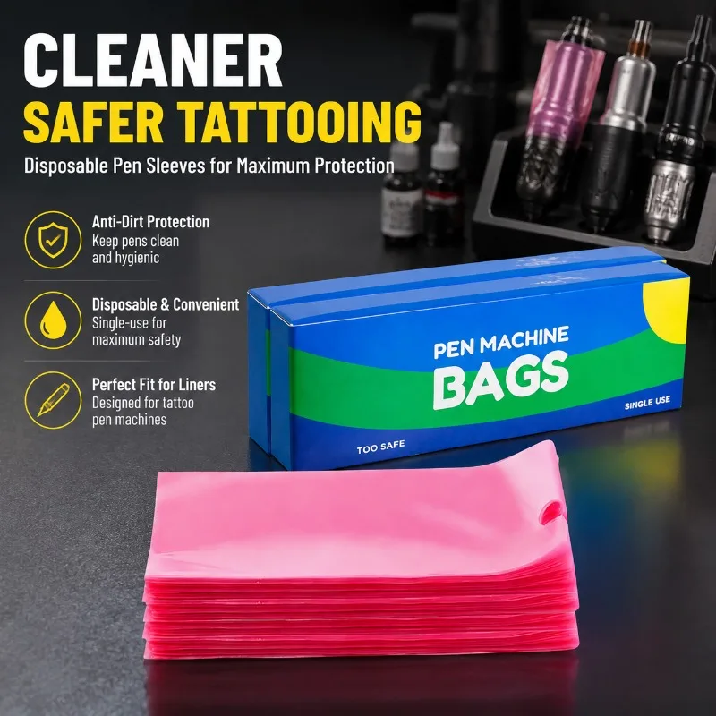 Disposable Tattoo Pen Covers Plastic Machine Sleeves for Rotary Tattoo Equipment Anti-stain Barrier Bags Protect Motor Tattoo