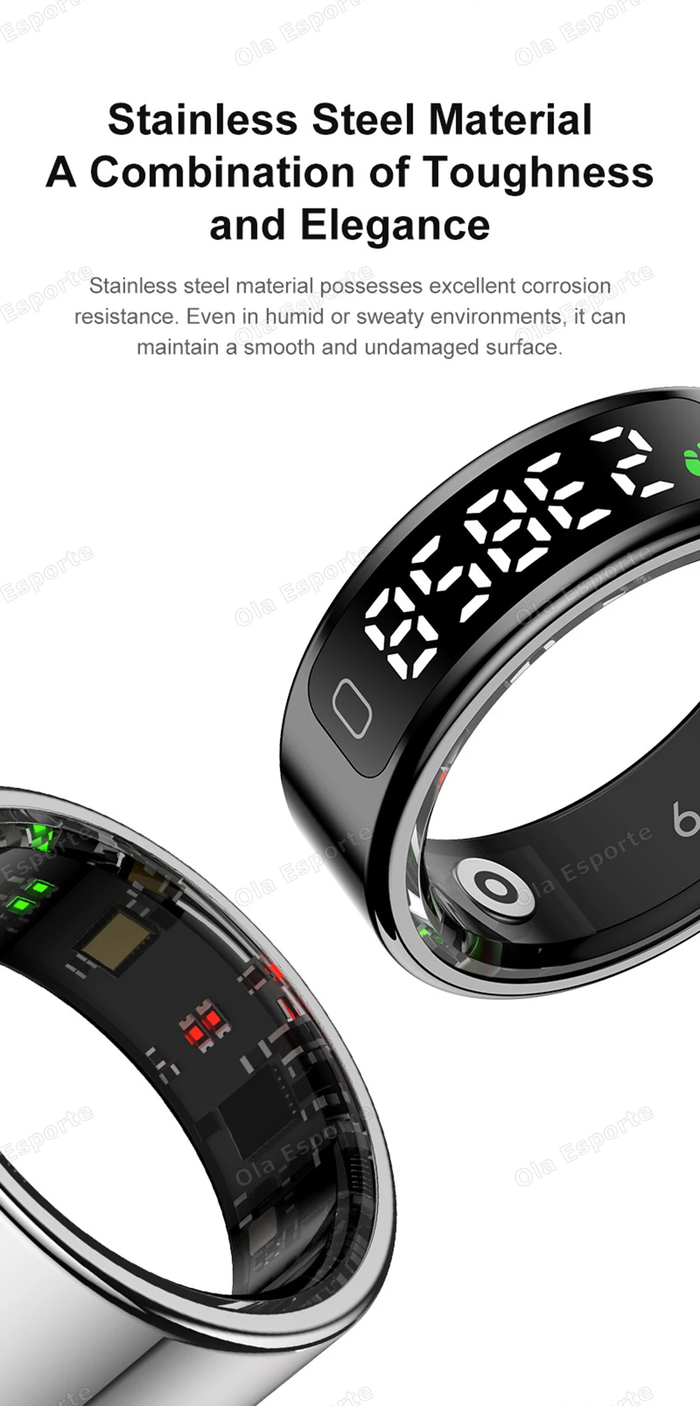 2026 Neue Videosteuerung GPS Motion Smart Ring LED-Anzeige Herzfrequenz Blutsauerstoff-Smartring IP68 & 5ATM Wasserdichter Sport-Smartring – Detail 4