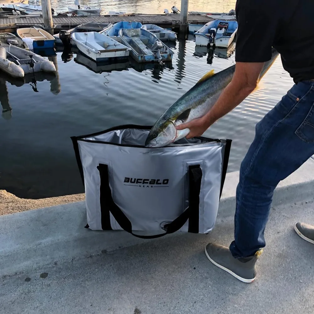 Enfriador de bolsas de pescado aislado, Bottom-27.5QT plana, impermeable, 58QT, a prueba de fugas