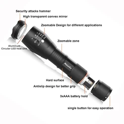 365 y 395nm 2 en 1 LED luz UV Zoom linterna curado mineral escorpión dinero gato perro orina de mascota viaje en casa lámpara de antorcha de detección de Hotel
